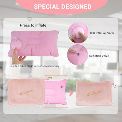 Travel Blanket and Pillow Set, 300 GSM Soft Fleece, 60x43 Inches, 3-in-1 Compact with Bag, Pink - color: Pink