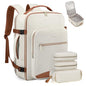 LOVEVOOK Travel Backpack for Women & Men 40L,Airline Approved Carry On Backpack Travel Essentials,TSA Carry on Luggage,Waterproof Personal Item Travel Bag,Suitcase with 3 Packing Cubes,Beige-Brown - color: Beige-brown, size: Large-40L-4Pcs