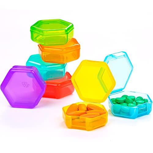Small Pill Organizer, 7 Packs Travel Pill Box Portable 7 Day BPA Free Mini Pill Organizer for Pocket Purse Briefcase Travel Pills Medicine Cod Liver Oil Storage Box - color: Rainbow
