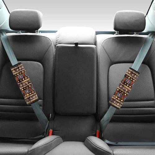2pcs Car Seat Belt Cover Pads, Aztec African Tribal Seat Belt Cushion Airplane Seatbelt Pad Comfortable Driving Universal Auto Seat Straps for Vehicle, Truck, SUV - color: Aztec African Tribal