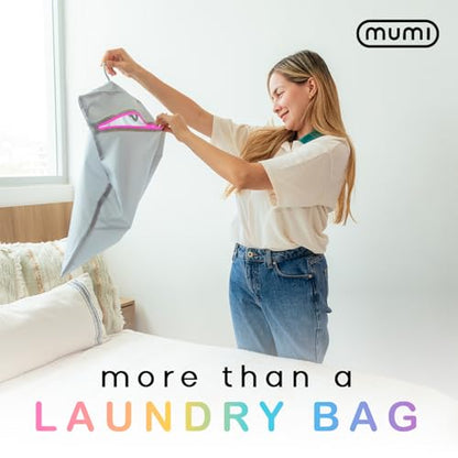 MUMI Travel Laundry Bag – Moisture & Smell-Proof Clothes Bag with Folding Hanger & Outer Pouch | Large Laundry Storage Bag for Suitcase, Gym & Packing | Dirty Clothes Organizer (Black) - color: Black