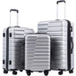Coolife Luggage Sets, 3 Piece Hard Shell Suitcase Set with Spinner Wheels, Expandable Large Checked Luggage, Lightweight Rolling Carry On with TSA Lock Sliver - color: sliver, size: 3 Piece Set (20in/24in/28in)