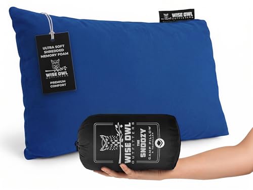 Wise Owl Outfitters Camping Pillow – Memory Foam Travel Pillow for Airplane Sleeping, Hiking, Backpacking & Outdoor Use - Small & Portable for Adults, Car, Camp & Tent - color: Blue, size: Small