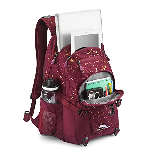 High Sierra Loop Backpack, Travel, or Work Bookbag with tablet sleeve, One Size, Copper Splatter/Maroon - color: Copper Splatter/Maroon