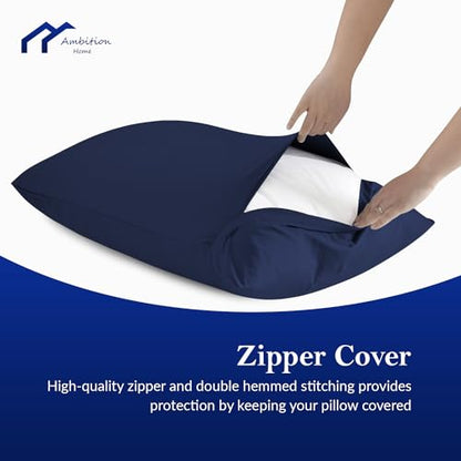 Toddler Pillow Cases 12x16 Inch Mini Pillow case with Zipper Closure Pillowcase Pack of 2 Travel Pillow Cover 500 Thread Count 100% Soft Egyptian Cotton Small Pillow Cases 12 x 16, Navy Blue - color: Navy Blue, size: Toddler 12x16