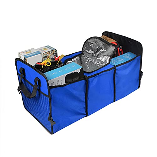 8sanlione Trunk Organizer, Large Capacity Cargo Storage with Insulation Cooler, Foldable for Cars, Vehicles, SUVs, Trucks, Automotive Interior Organizer (Blue) - color: Blue