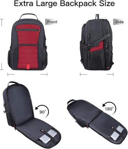 ANTERK Extra Large Backpack, Travel Laptop Backpack, Sturdy TSA Water Resistant 17.3 Inch Carry on Backpacks, Anti Theft Business Computer Backpacks Gifts for Men Women, Red - color: Red, size: 17 inch