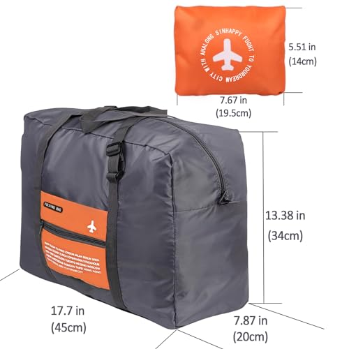 Travel Bag Spirit Airlines Personal Item Bag 18x14x8 Foldable Travel Duffel Bag Tote Carry on Luggage Duffle Overnight for Women and Men (Orange) - color: Orange