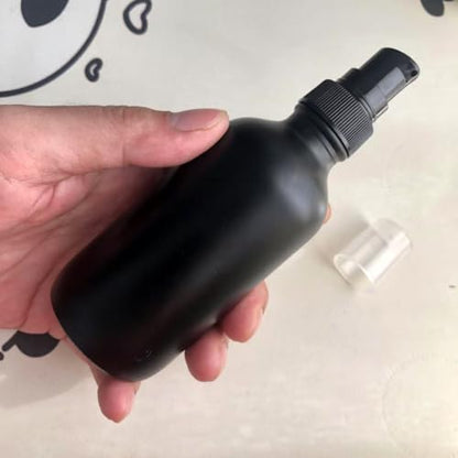 12Pack 120ml Matte Black Glass Pump Bottle with Black Pump Dispenser,4oz Small Dispenser, Travel Size Refillable Botttles for Lotions,Sercums,Essential Oils - color: 4oz Black(12pcs)