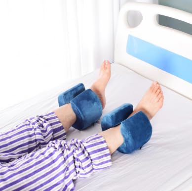 Adult Bed Sore Pads Wedge Foot Support Pillow Pressure Ulcer Ankle Protector Ring Foot Rest Pillows Bedridden Patient Elderly Heel Cushion Sleeping Elevated Foam Pad Leg Post Surgery Recovery Pillow - color: Blue,1pc