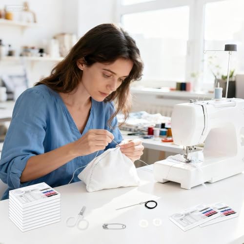 Milkary 60 Boxes Mini Sewing Kit, Travel Portable Hand Sewing Kit Bulk, Pre-Thread Needle Tools Holder Box with Threads Scissors Pin Button for Beginner Traveler DIY Repair Home Hotel