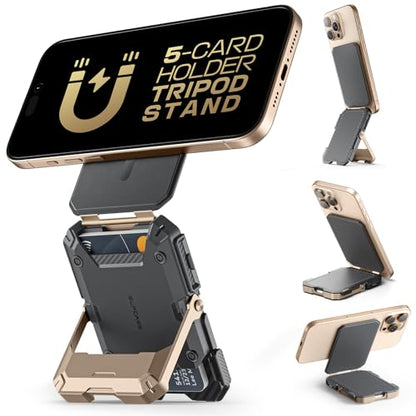 SUPCASE for MagSafe Wallet with Stand, Magnetic Wallet for Men, [Hold 5 Cards] [Adjustable Stand] [RFID Blocking] Phone Stand Credit Card Holder Tripod for iPhone 17/16/15/14/13/12 Series, Desert - color: Desert
