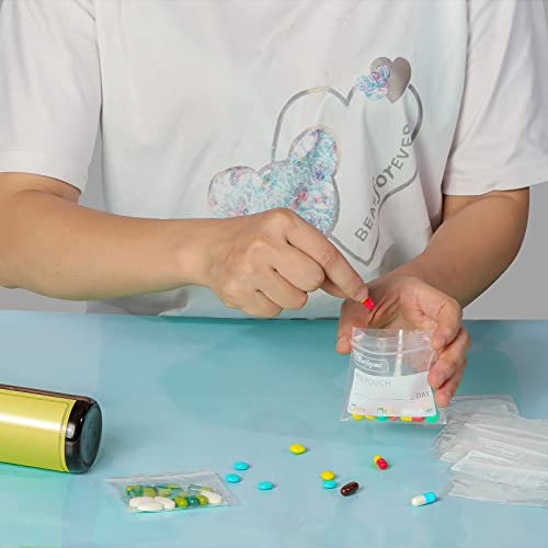Serfeymi Pill Bags for Travel Pill Pouch Organizer Pack of 120 BPA Free 3 x 2.75 inch Reusable Pill Pouches for Medicine with Write on Label & Zipper Seal Waterproof AM PM Pill Baggies for Supplements - size: Pack of 120