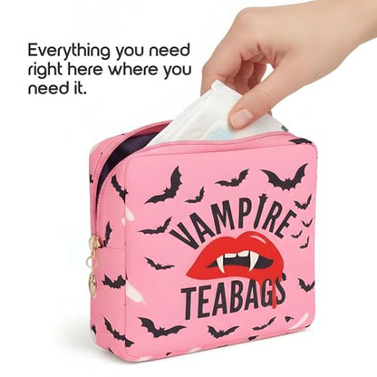 Period Pouch – Compact, Stylish, Discreet Period Bag For School with Waterproof Lining Fits Pads & Tampons, Cute Pad Bag for Teens, Travel, School, Girls Period Kit - color: Pink