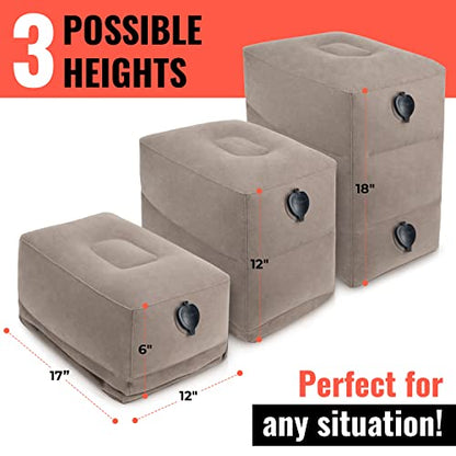 Koala Kloud 3 Height Travel Foot Rest - Gray Inflatable Foot Rest Pillow, Car Seat, Airplane Bed for Toddler Travel Essentials Kids Accessories - color: Black