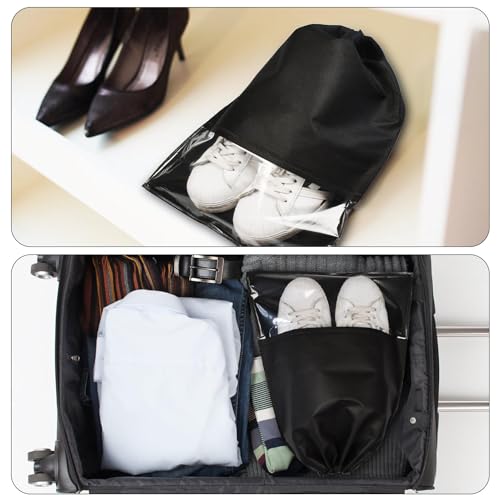 8PCS Travel Shoe Bags with Rope for Men and Women Large Shoes Pouch Organizers - color: Black
