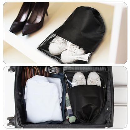 8PCS Travel Shoe Bags with Rope for Men and Women Large Shoes Pouch Organizers - color: Black