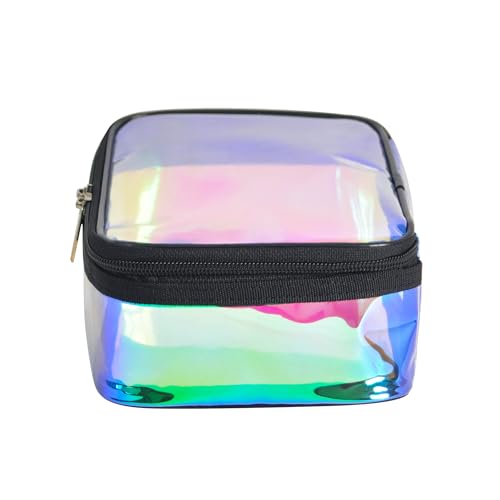 Iridescent TPU Travel Cosmetic Makeup Bag Holographic Clear Makeup Kit Organizer Pouch Waterproof Toiletry Organizer Case - color: Iridescent