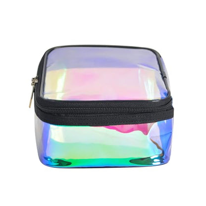 Iridescent TPU Travel Cosmetic Makeup Bag Holographic Clear Makeup Kit Organizer Pouch Waterproof Toiletry Organizer Case - color: Iridescent