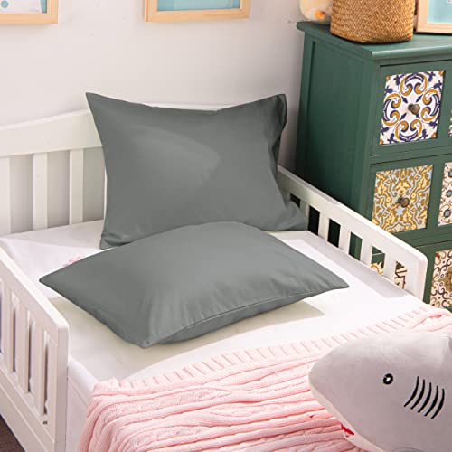 NTBAY Egyptian Cotton Toddler Pillowcases - Set of 2 - Travel Pillow Cases - 500 Thread Count Cotton 13x18 Pillow Covers - Envelope Closure Nursery Pillowcases, 13x18 Inches, Dark Grey - color: Dark Grey