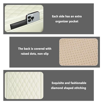 Stacool Upgraded Car Center Console Cover,Microfiber Leather Car Armrest Cover Cushion with 2 Storage Bags,Universal Car Armrest Storage Box (Cream) - color: Cream
