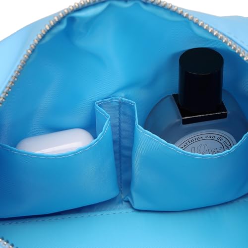 Organizer Bag Lightweight Cosmetic Bag with Ring Clasp Perfect Travel Makeup Bag for Women nylon Stand Up Design (Sky Blue/Nylon) - color: Sky Blue/Nylon