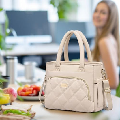 Artelaris Lunch Bag Women, Adult Insulated Lunch Box, Leakproof Lunch Cooler Bag, Reusable Large Lunch Cooler for Work, Picnic, Travel (Beige) - color: Beige