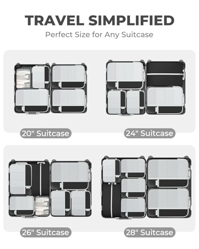 Percover Compression Packing Cubes for Travel, 4-Piece Structured Compression Organizer Set with Label Pockets for Carry-On & Checked Luggage, Black - color: Black, size: 4 Set