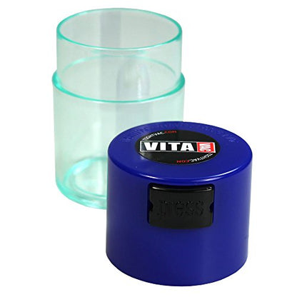Vitavac - 5g to 20 grams Airtight Multi-Use Vacuum Seal Portable Storage Container for Dry Goods, Food, and Herbs - Dark Blue Clear - color: Dark Blue