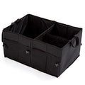 50L Car Trunk Organizers with Handle - Oxford Car Storage Box, Multi Compartment Foldable Trunk Organizer for SUV, Auto, Truck, Black