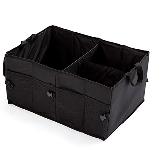 50L Car Trunk Organizers with Handle - Oxford Car Storage Box, Multi Compartment Foldable Trunk Organizer for SUV, Auto, Truck, Black