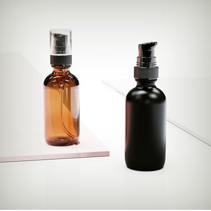 12Pack 60ml Matte Black Glass Pump Bottle with Black Top,2oz Small Dispenser, Travel Size Refillable Botttles for Lotions,Sercums,Essential Oils - color: 2oz Black(12pcs)