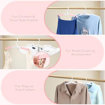 6 Pack Fodable Travel Hangers with Clips & Adjustable Clothesline, Portable Collapsible Hangers with Storage Bag for Suitcase, Hotel, RV, Cruise Essentials Set (Pink) - color: Pink
