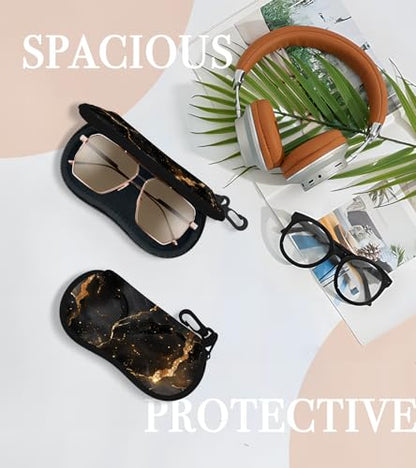 Sunglasses Case Soft Glasses Cases for Women Pouch Eyeglass Bag Eye Glass Kids Girls Sun Glasses Cute Kawaii - color: Marble Black