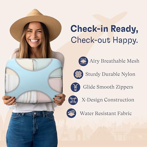 Shacke 8 Set Packing Cubes for Travel – Complete Luggage Organizer Set with Laundry, Shoe, Toiletry & Accessories Bag, Suitcase Travel Organizer (Sky Blue) - color: 8 Set - Sky Blue, size: Set of 8