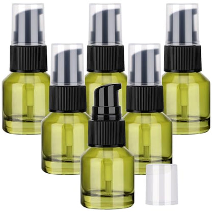 Segbeauty 6pcs 0.5oz Glass Travel Size Containers for Lotions, Mini Empty Lotion Bottles Pump Dispenser Refillable, 15ml Travel Containers for Creams, Small Hair Oil Pump Bottle Liquids Foundation - size: 0.5oz