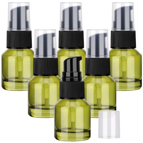 Segbeauty 6pcs 0.5oz Glass Travel Size Containers for Lotions, Mini Empty Lotion Bottles Pump Dispenser Refillable, 15ml Travel Containers for Creams, Small Hair Oil Pump Bottle Liquids Foundation - size: 0.5oz