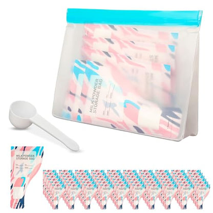 60PCS Disposable Powder Travel Size Containers with Scoop and Pouch, Single-Serve Powder Travel Container Bags for Protein, Supplements and Drink Mixes & Portable Powder Container to Go