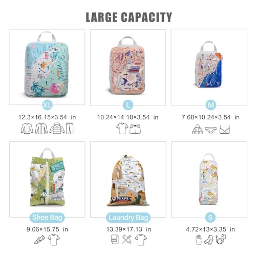 6 Set Compression Packing Cubes Compressed Storage Bags for Carry on Suitcases Packaging Luggage Bags Organizers for Travel