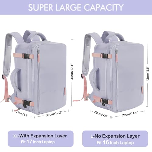 Beraliy Large Travel Backpack For Women, Airline Approved Carry On Backpack, Anti Theft Personal Item Backpack, Waterproof Bag, Casual Daypack Travel Essentials - color: Purple, size: Large