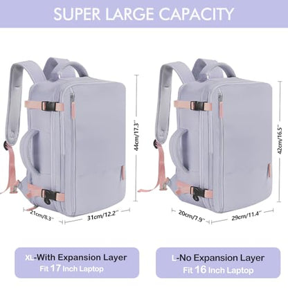 Beraliy Large Travel Backpack For Women, Airline Approved Carry On Backpack, Anti Theft Personal Item Backpack, Waterproof Bag, Casual Daypack Travel Essentials - color: Purple, size: Large