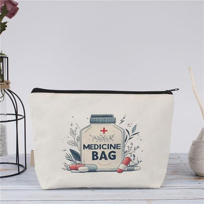 Medicine Storage Pouch with Diabetes, Medicines Bag, and Medical Supply Designs, White Canvas Zipper Cases, Multi-Use Functionality (Gift for Birthdays, Graduation, Christmas) (Style B) - style: Style B