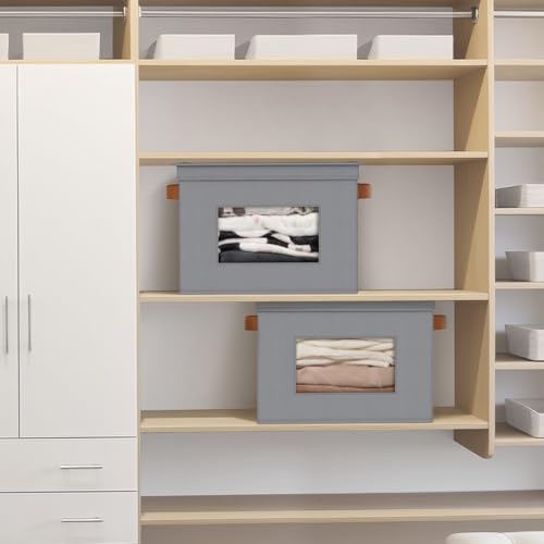 Univivi Storage Bins with Lids Collapsible Foldable Closet Storage Boxes for Clothes [3-Pack] Containers boxes with Handles Closet Storage for Home, Office, Bedroom (Grey,17" x 12"x 12") - color: Gray, size: 17''-3 Pack