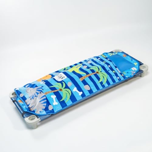 EVERYDAY KIDS Cute Preschooler and Toddler Cot Nap Mat for Home, Daycare, Preschool and Kindergarten; Easy to Roll Sleeping Mat with Elastic Straps, Pillow and Blanket - color: Dinosaur Cot Nap Mat