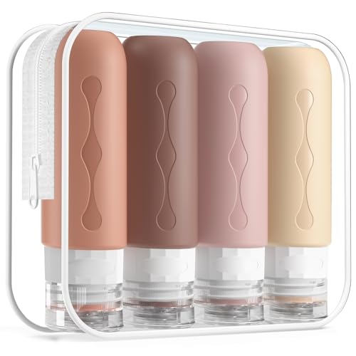 Gemice Travel Bottles for Toiletries, Tsa Approved, Travel Size Containers, BPA Free Leak Proof Tubs Refillable Liquid Accessories for Cometic Shampoo and Lotion Soap - color: Soil, size: 3oz (90ml)