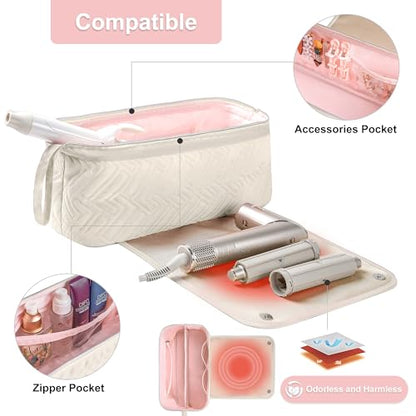 Leudes Hair Tools Travel Bag for Women Heat Resistant Mat for Travel Essentials Hot Tools Straighteners,Flat Irons,Curling Iron,Hot Air Brushes and Hair Dryer Organizer Bags 2 in 1 (Beige) - color: Beige