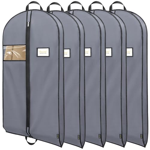 BALEINE 5PK Heavy Duty Garment Bag with Shoe Storage Travel Bag for Dresses, Suit, Coats Travel Essential (60", Grey) - color: Grey, size: 60" 5PK