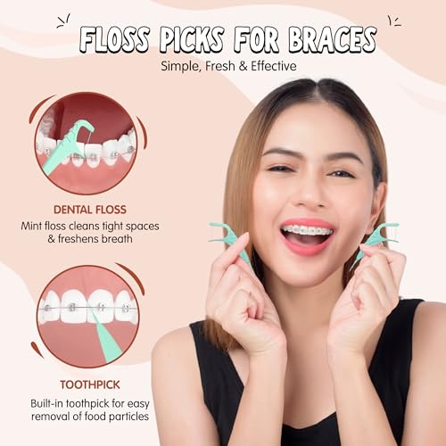 Braces Care Essentials with Sonic Toothbrush, Orthodontic Wax and Floss Picks for Daily Braces Cleaning and Comfort for Kids, Teens and Adults