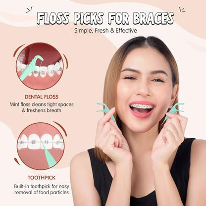 Braces Care Essentials with Sonic Toothbrush, Orthodontic Wax and Floss Picks for Daily Braces Cleaning and Comfort for Kids, Teens and Adults