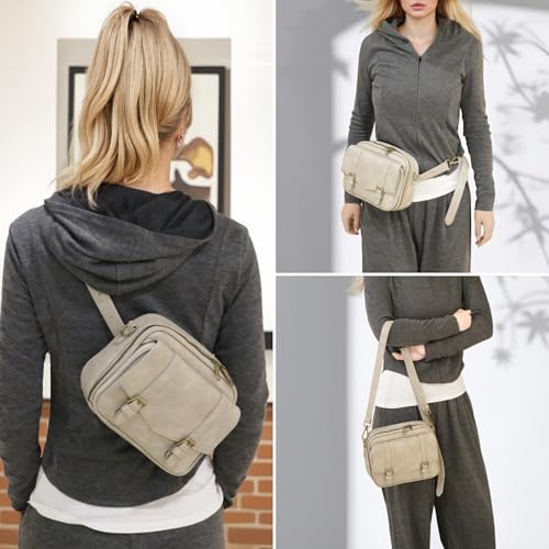 Women‘s Anti Theft RFID Blocking Small Vegan Leather Crossbody Bag Travel Purse With Built In Wallet Messenger Bag - color: Gray